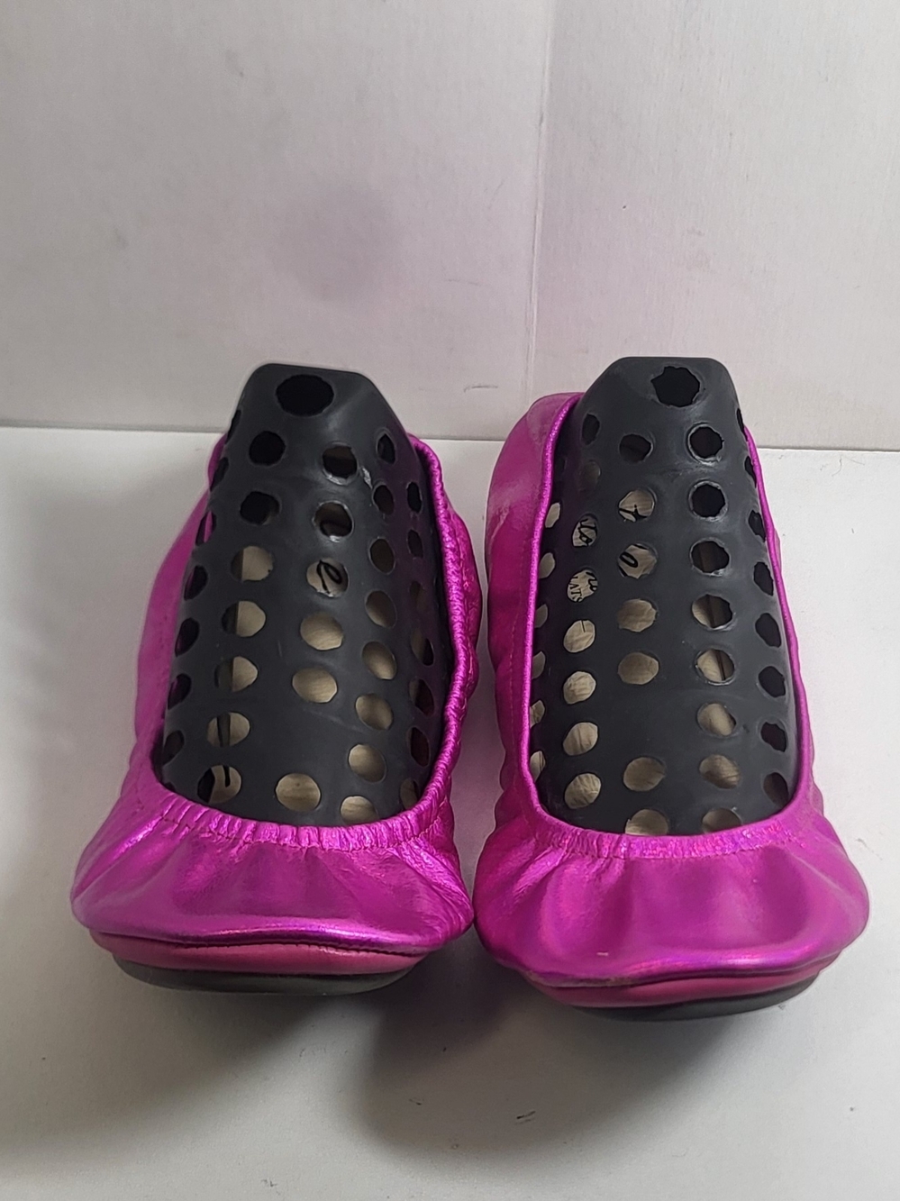 Women's Metallic Pink Foldable Ballet Flats - Comfortable Slip-On